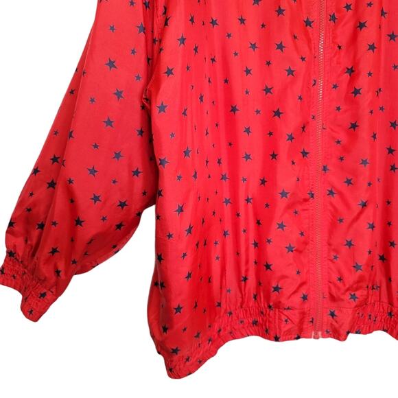 90's Vintage Bogari 100% Silk Star Spangled Print Bomber Jacket, Size 2X - Picture 3 of 11